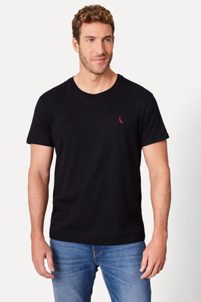 camiseta básica brasa pica-pau bordado - Preta