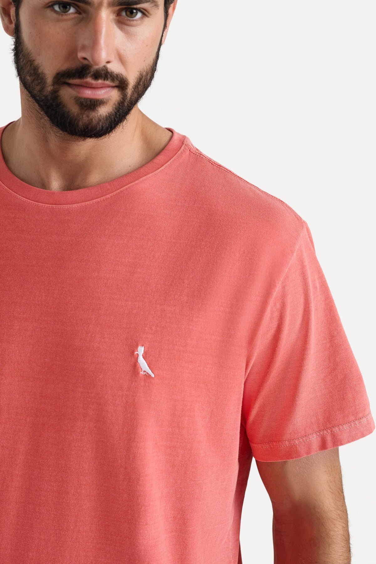 camiseta básica suspiro pica-pau bordado - Salmão