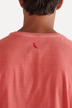 camiseta básica suspiro pica-pau bordado - Salmão