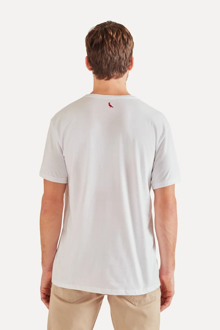 camiseta bolso xadrez retalho - Branco