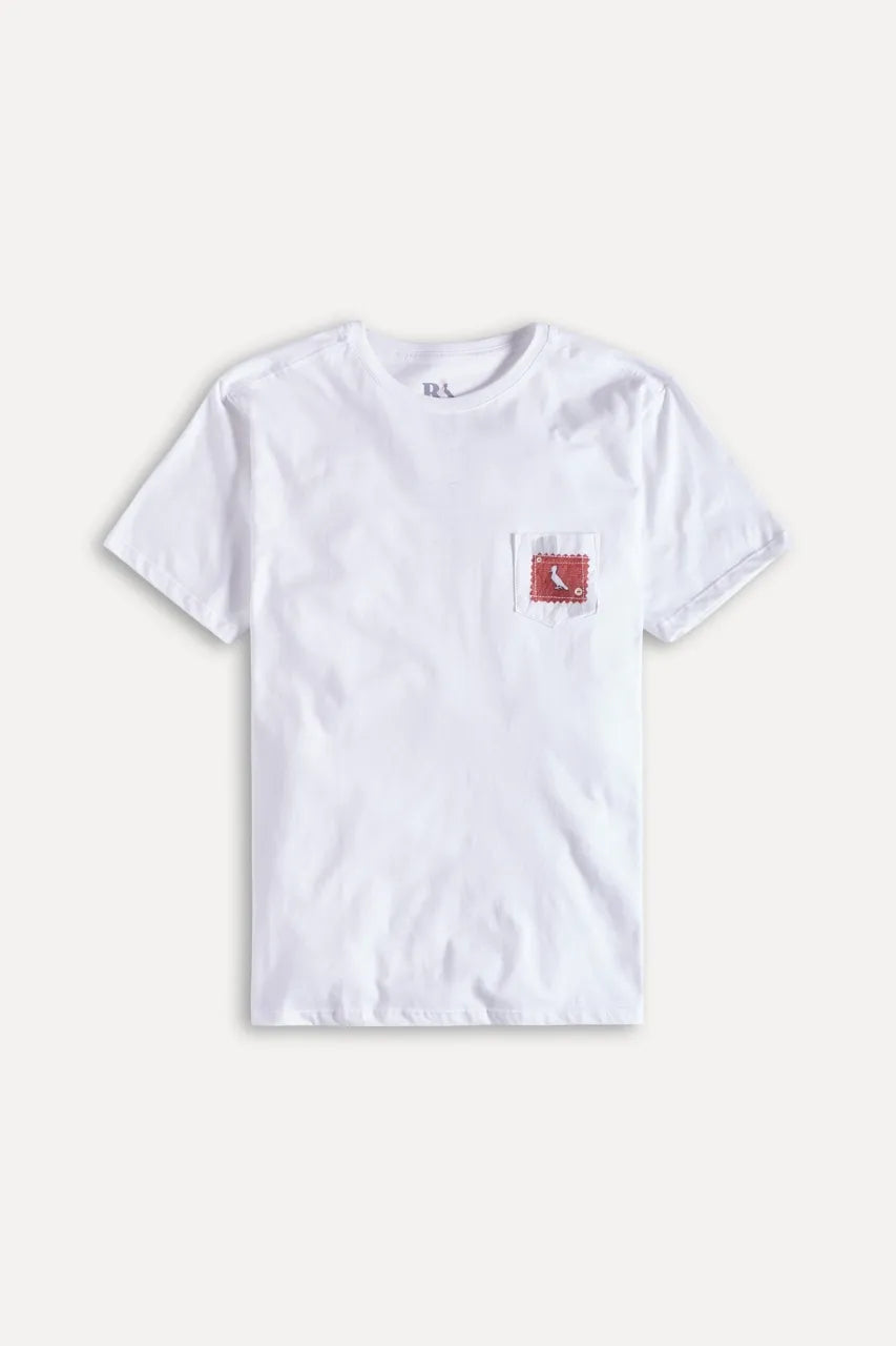 camiseta bolso xadrez retalho - Branco