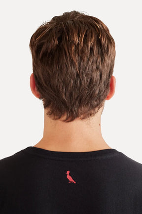 camiseta bolso xadrez retalho - Preto