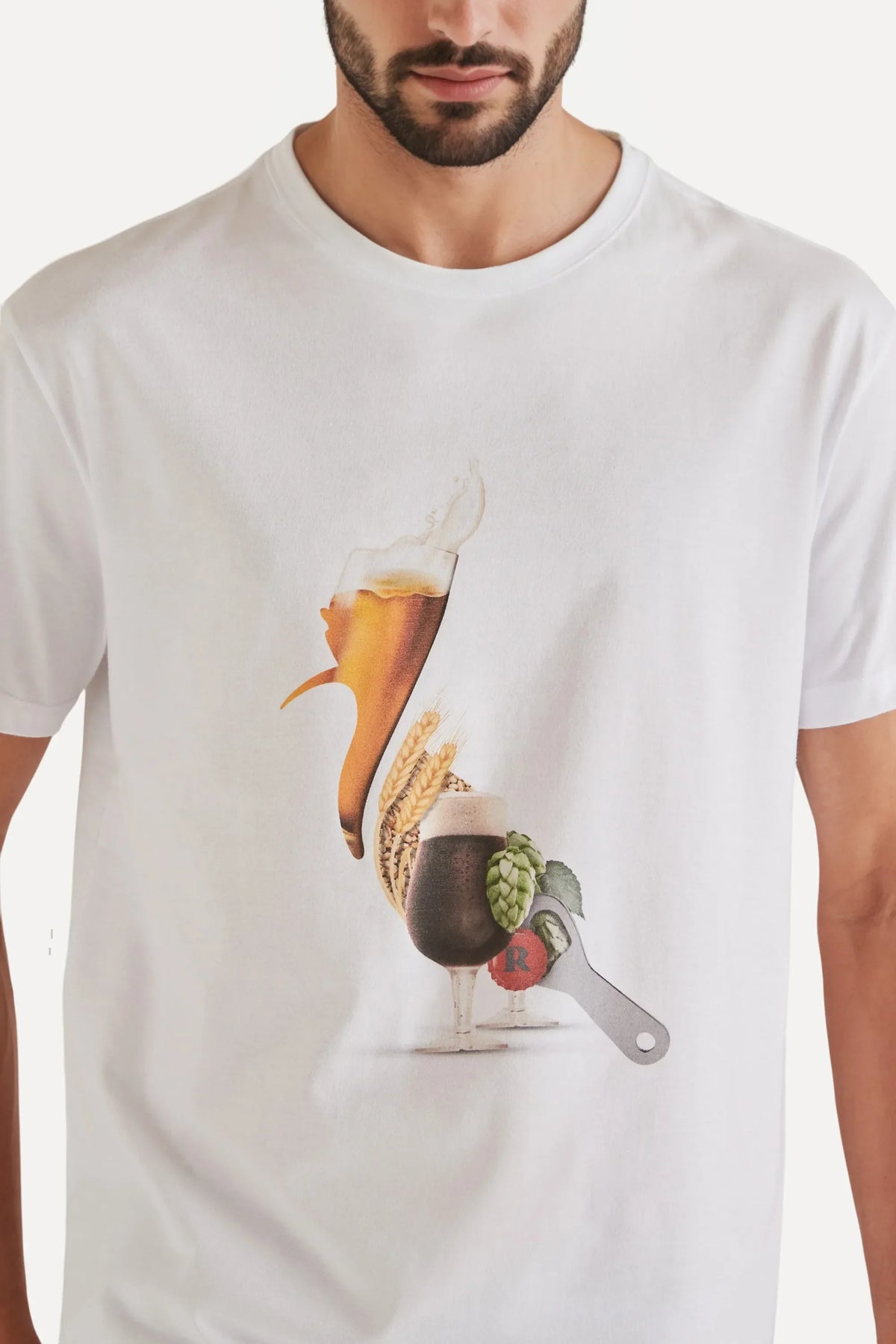 camiseta pica-pau cerveja - Branca