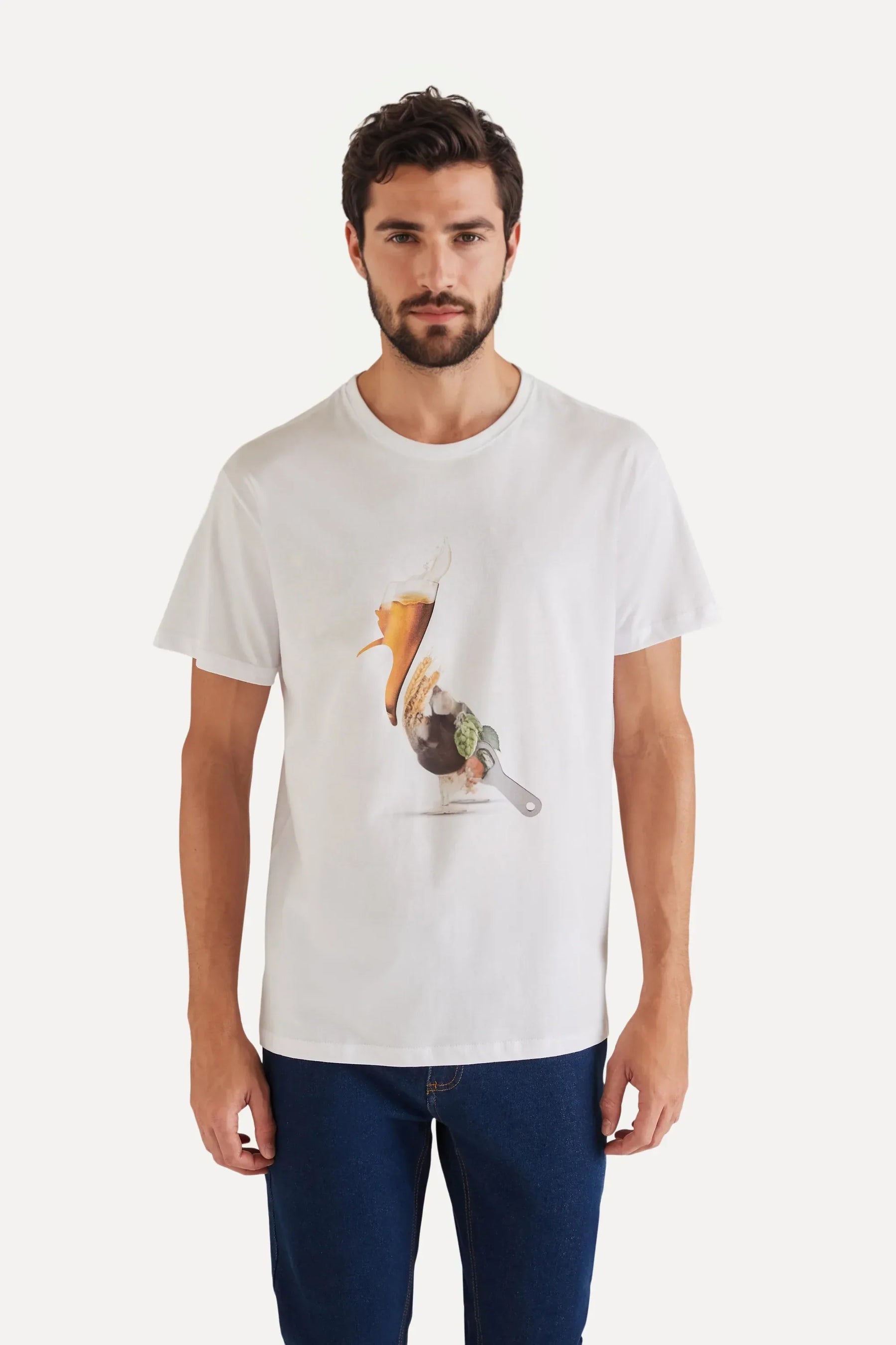 camiseta pica-pau cerveja - Branca