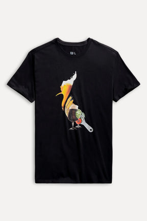 camiseta pica-pau cerveja - Preta
