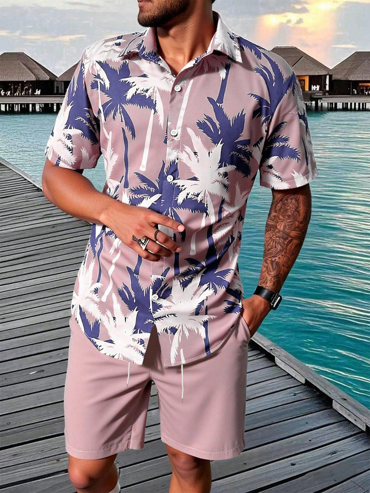Conjunto Masculino Refresco Natural Rosa Escuro