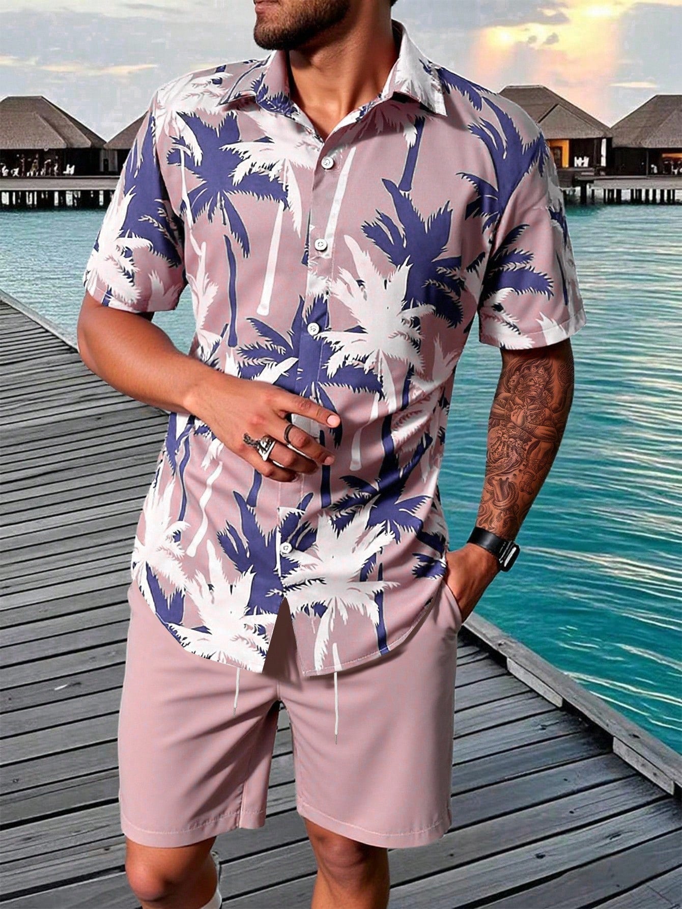 Conjunto Masculino Refresco Natural Rosa Escuro