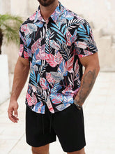 Conjunto Masculino Mar Tropical Preto e Rosa