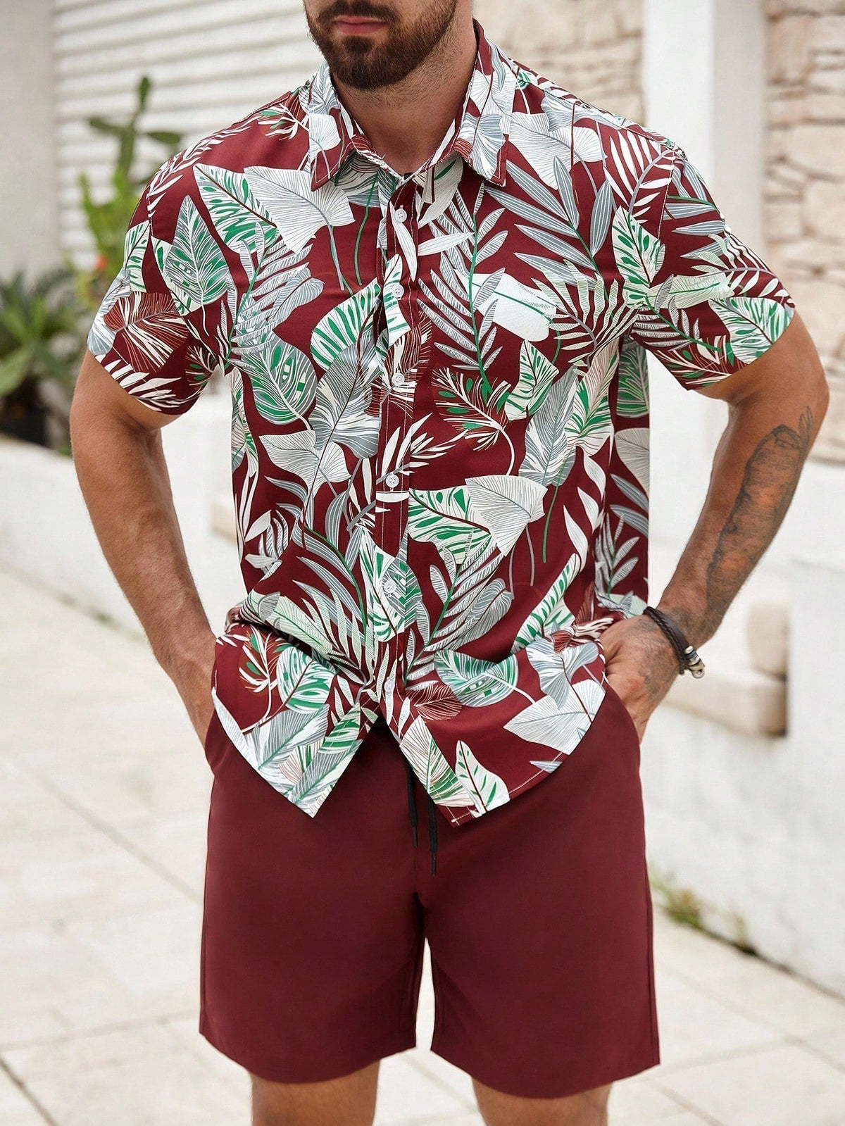 Conjunto Masculino Mar Tropical Vermelho