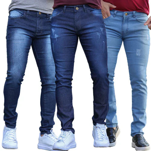 Kit Com 3 Calças Jeans Masculinas Clássicas