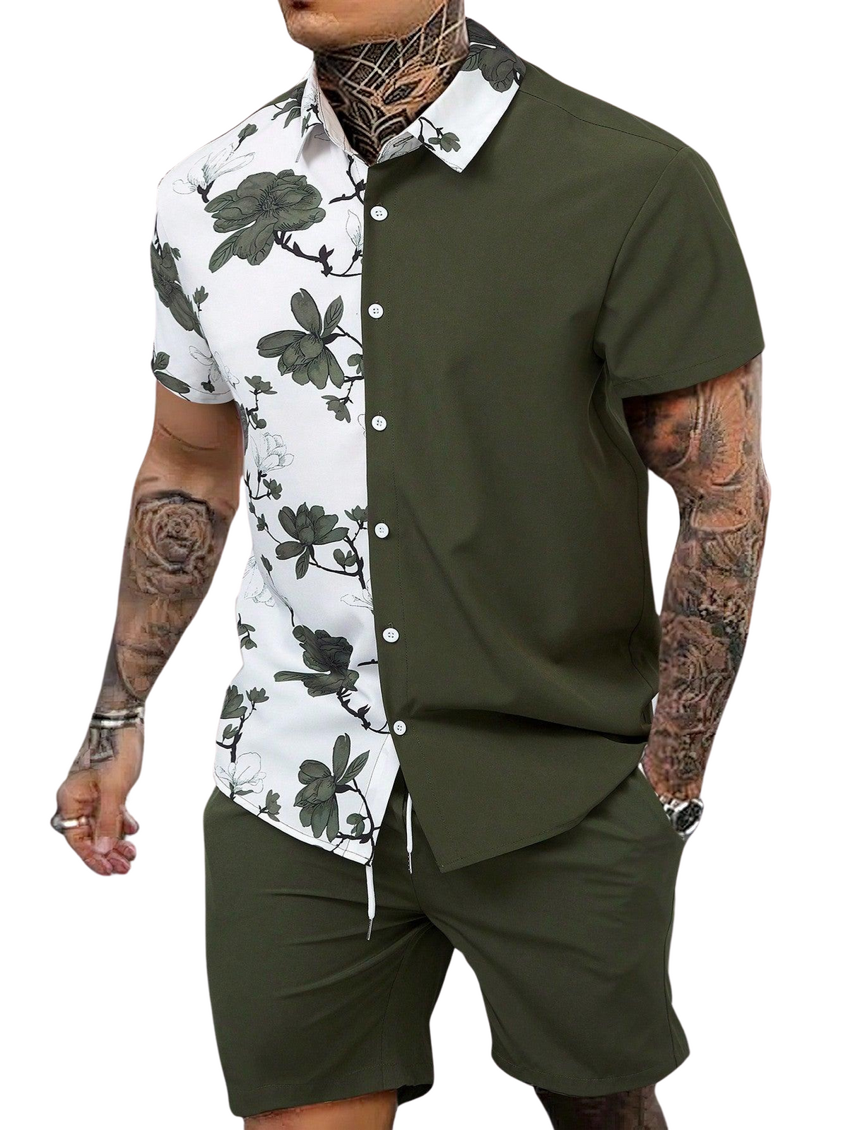 Conjunto Masculino Folhas do Caribe